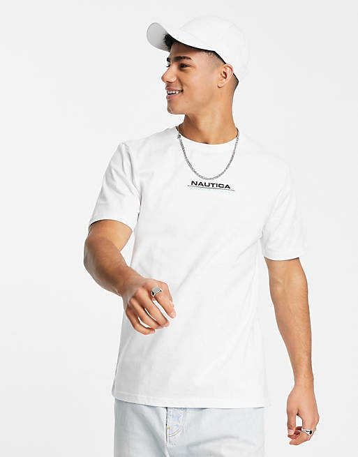 Nautica T-shirt à manches courtes pour homme 100 % coton avec logo classique 