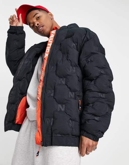 Nautica Competition popped padded jacket in black