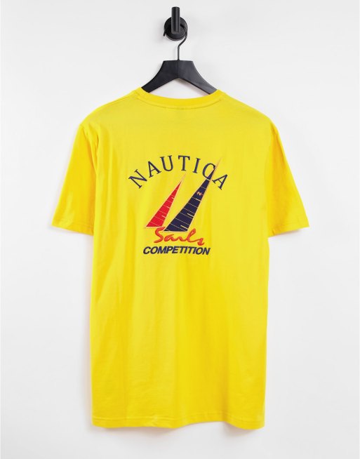 Nautica Competition - T-shirt met print op de achterkant in geel