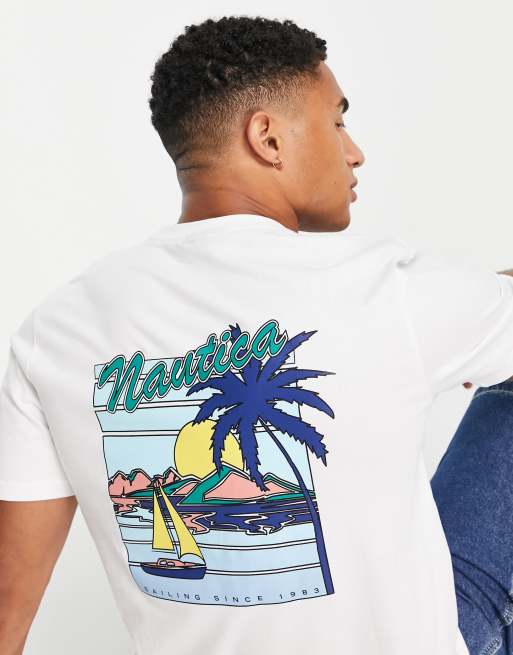 Nautica Competition turtle back print t-shirt in white