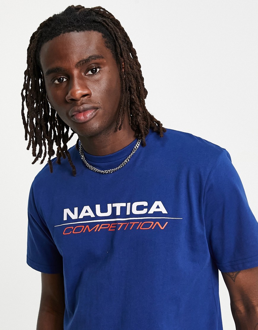 Nautica Competition vang logo t-shirt in navy