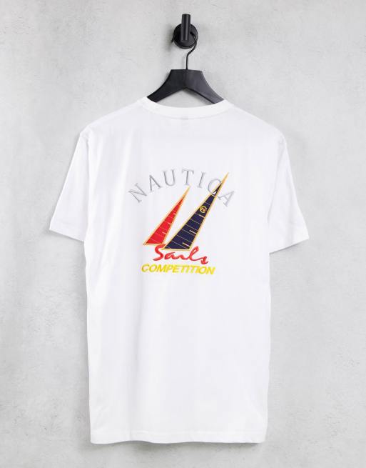 Nautica Competition – Vit t-shirt med tryck på ryggen