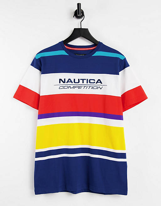 Nautica Competition zabra engineered stripe t-shirt in multi