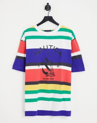 Nautica tuttle oversize stripe t-shirt in purple - ASOS Price Checker