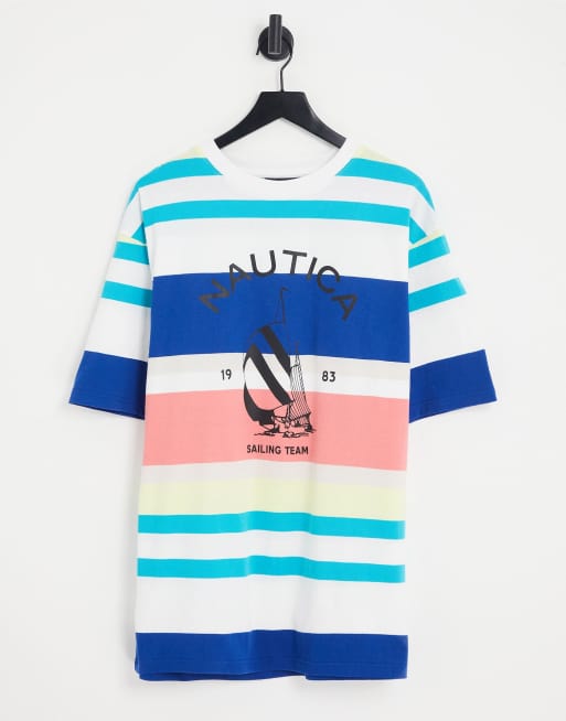 Nautica - Tuttle - T-shirt oversize a righe blu