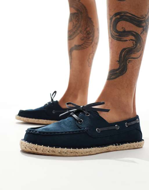Náuticos azul marino de lona con suela tipo alpargata de ASOS DESIGN