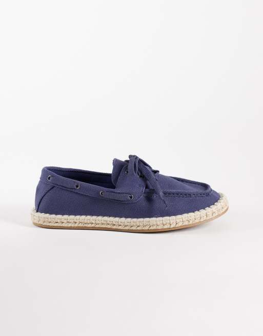 Náuticos azul marino de lona con suela tipo alpargata de ASOS DESIGN, 1 de 4