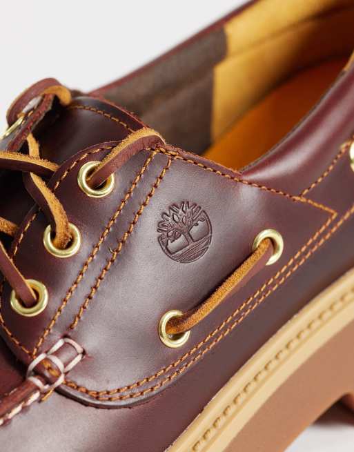 Náuticos burdeos de 3 ojales con plataforma de cuero granulado Stone Street de Timberland, 2 de 4