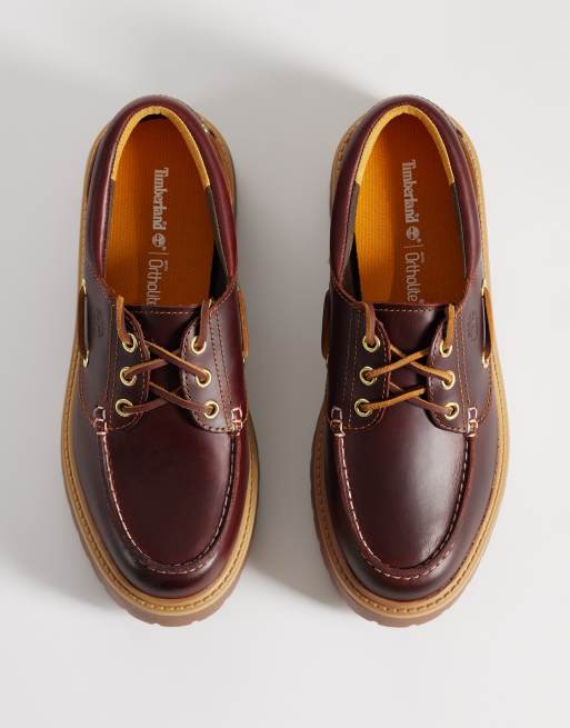 Náuticos burdeos de 3 ojales con plataforma de cuero granulado Stone Street de Timberland, 4 de 4