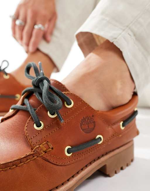 Náuticos marrones con 3 pares de ojales de cuero granulado Authentic de Timberland, 3 de 4