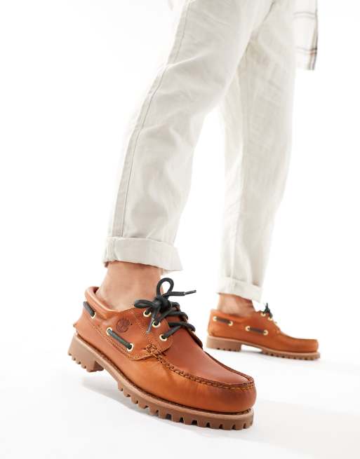 Náuticos marrones con 3 pares de ojales de cuero granulado Authentic de Timberland, 4 de 4