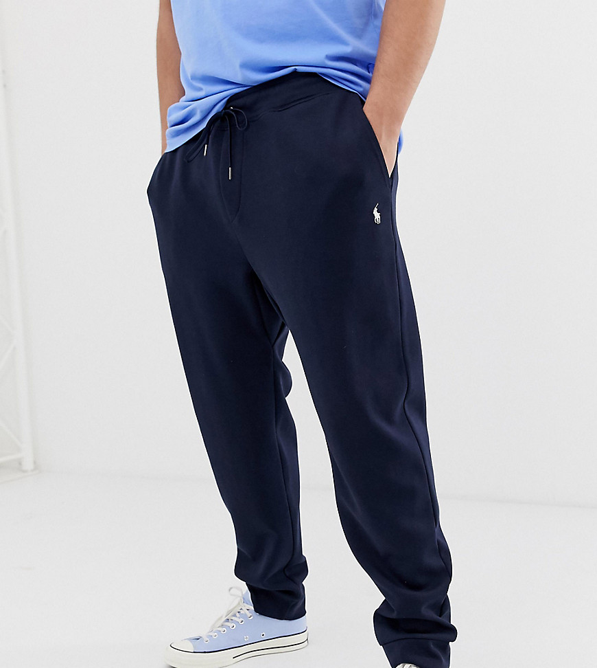 Navy-blå joggingbukser med ribkanter og polospillerlogo fra Polo Ralph Lauren Big & Tall-Marineblå