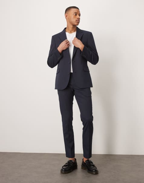 Navy-farvede habitbukser i skinny pasform fra ASOS DESIGN - view 1
