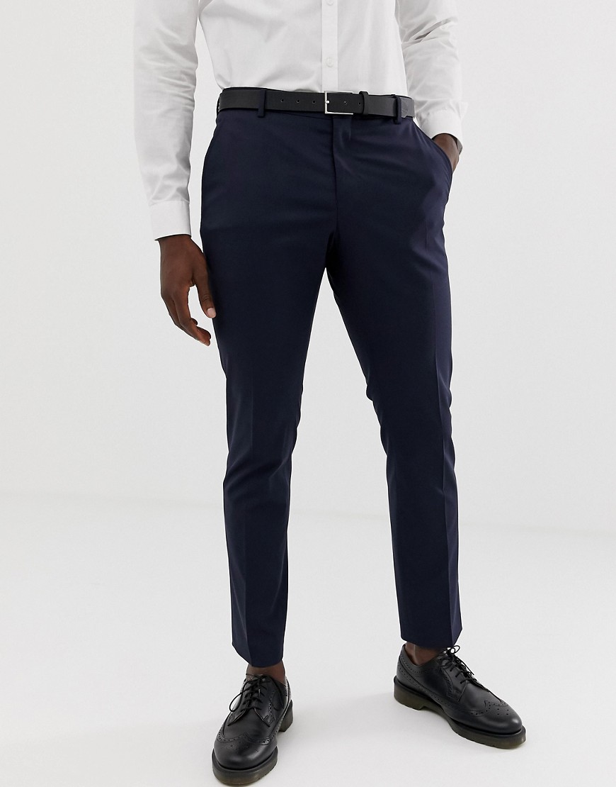 Navy habitbukser med smal pasform og stretch fra Selected Homme-Marineblå