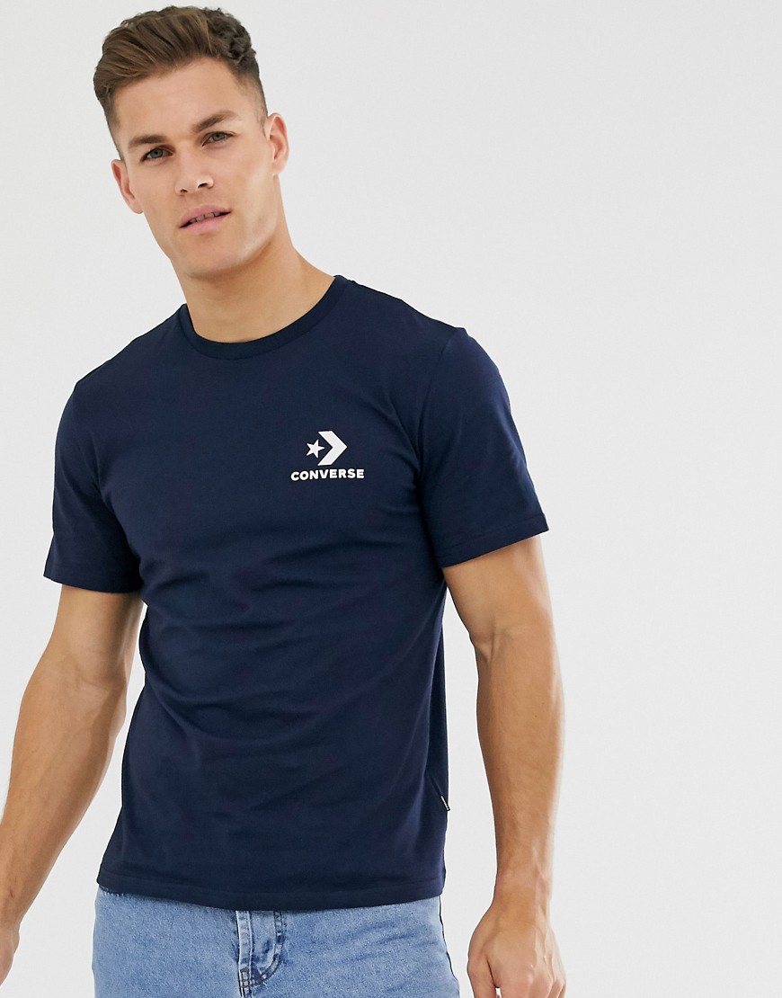 Navy t-shirt med lille logo fra Converse-Marineblå