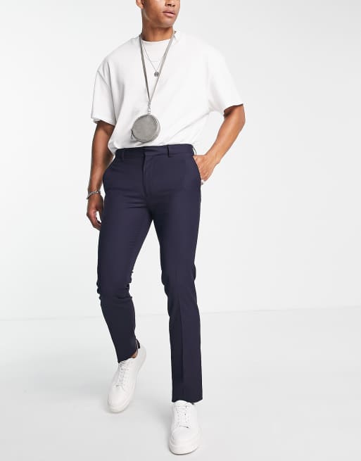 Navyblå smarte bukser i skinny pasform fra Topman