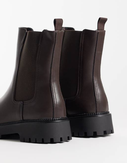 &nbsp;Glamorous Wide Fit chunky ankle boots in brown PU, 4 of 4