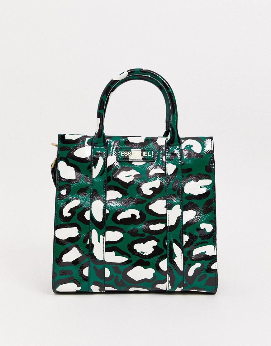 фото Небольшая сумка на плечо с леопардовым принтом essentiel antwerp-зеленый