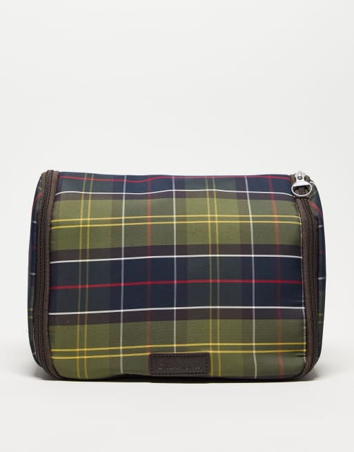 Neceser multicolor a cuadros escoceses con asa Wetherham de Barbour