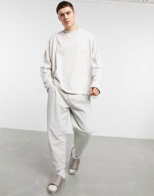 фото Нечистый белый лонгслив в стиле oversized с декоративными швами asos design