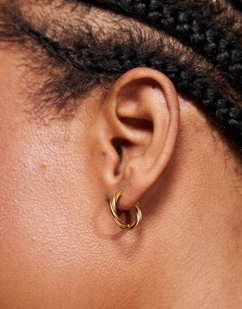 Neck On the Line 15mm twist gold hoops in gold plated - view 1