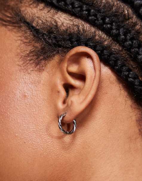 Neck On the Line 15mm twist gold hoops in silver stainless steel - view 1