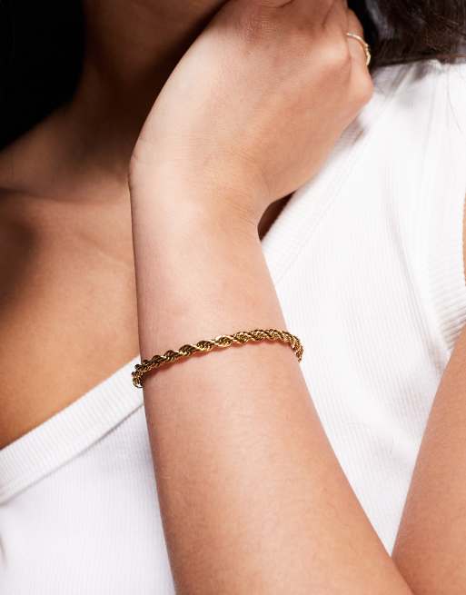 Neck On The Line - 4 mm guldbelagt armbånd i rustfrit stål i rebstil
