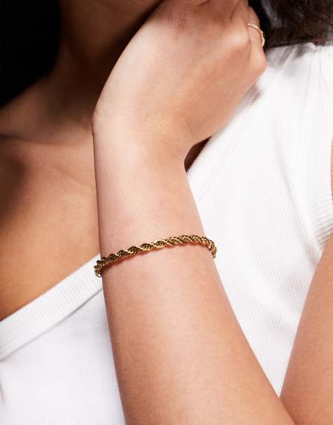 Neck On The Line 4mm gold plated stainless steel rope bracelet - view 1