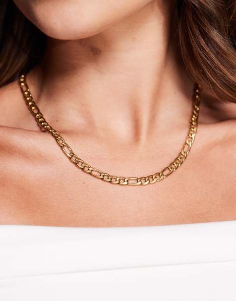 Neck On The Line 6mm figaro chain necklace in gold plated - view 1