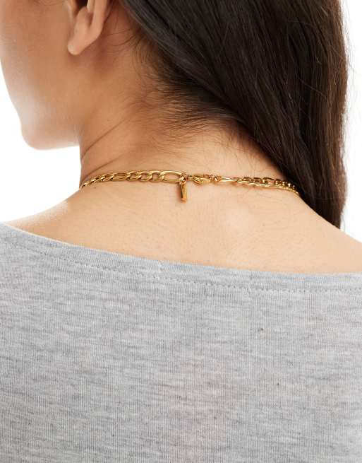 Neck On The Line 6mm gold plated stainless steel figaro
