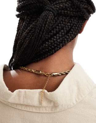 Neck On The Line 6mm Gold Plated Stainless Steel Rope Chain Necklace In Gold