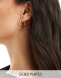 [Neck On The Line] Neck On The Line Albany 20mm gold plated stainless steel textured hoop earrings No Size GOLD