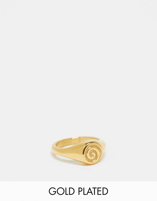 Neck On The Line - Anello in acciaio inossidabile placcato oro con dettaglio a vortice 
