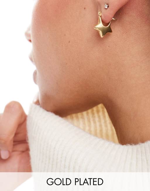 Neck On The Line - Boucles d'oreilles étoile en acier inoxydable en plaqué or 