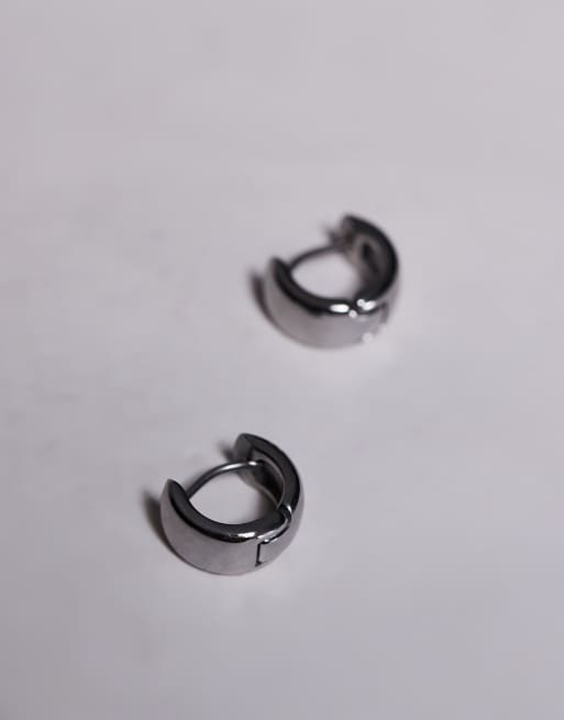 Neck On The Line chubby huggie hoops in silver stainless steel, 2 of 3
