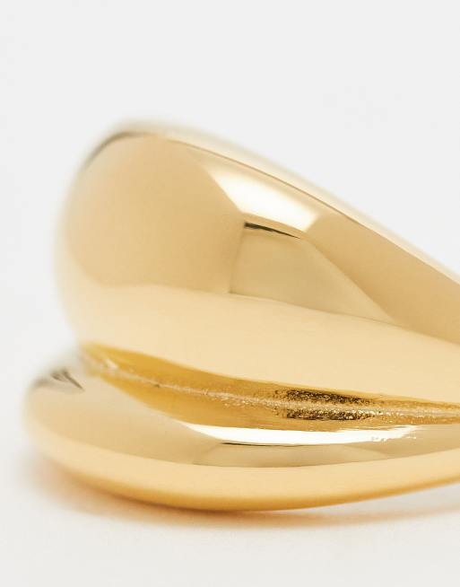 Neck on the Line chunky stainless steel ring in gold plated, 2 of 3