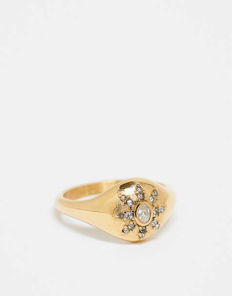 Neck On The Line chunky starburst ring in gold plated - view 1