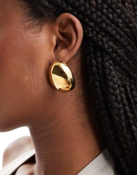 Neck On The Line Domus gold plated stainless steel dome stud earrings - view 1