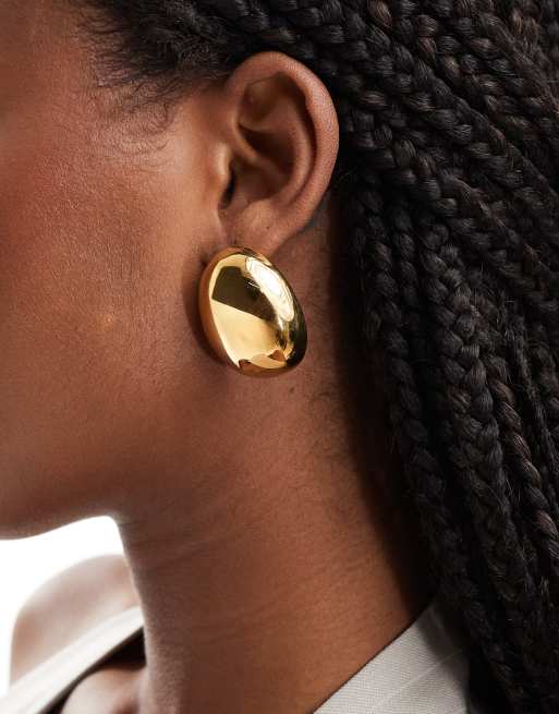 Neck On The Line Domus gold plated stainless steel dome stud earrings