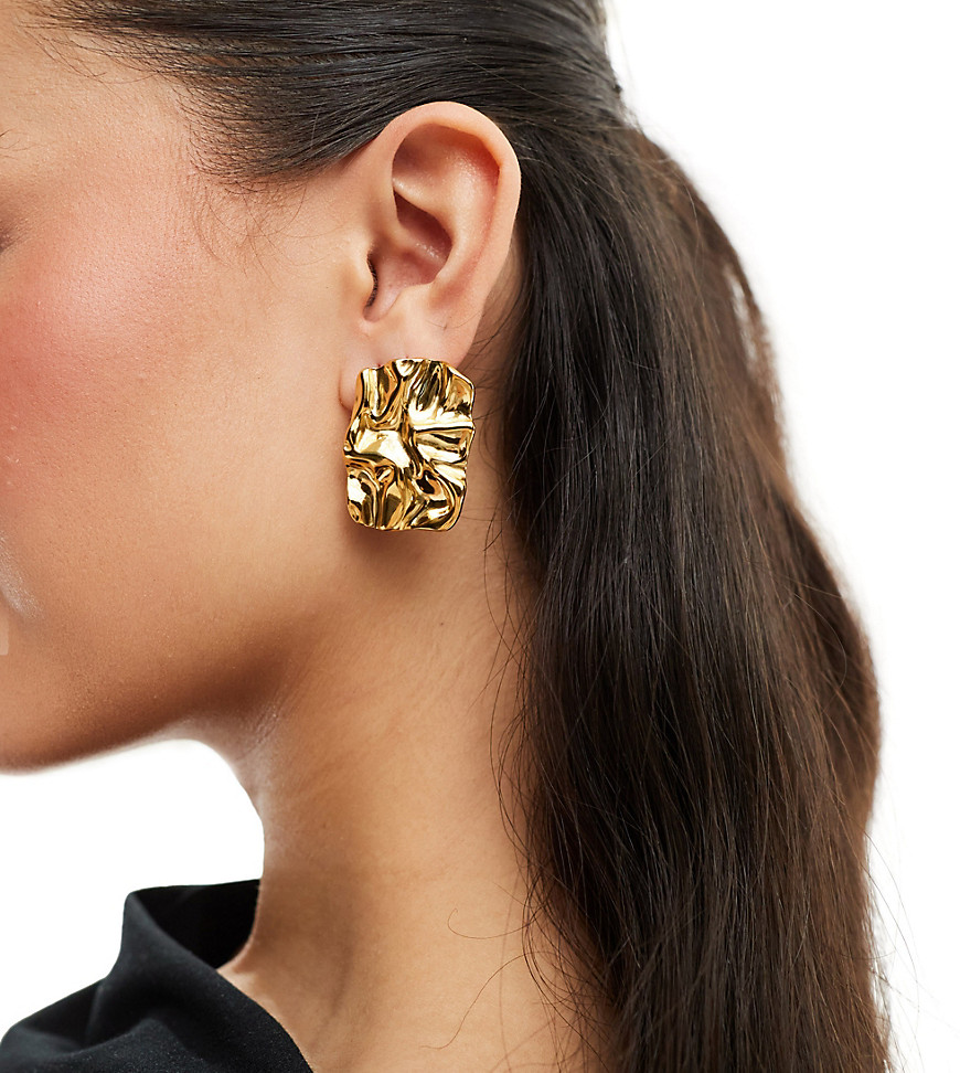 Neck On The Line estrella gold plated stainless steel statement stud earrings