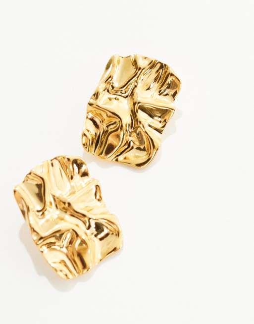 Neck On The Line Estrella gold plated stainless steel statement stud earrings, 2 of 4