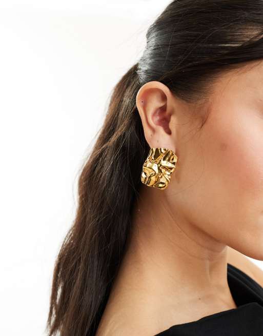 Neck On The Line Estrella gold plated stainless steel statement stud earrings, 3 of 4