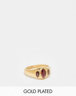 Neck On The Line gold plated ruby stone ring