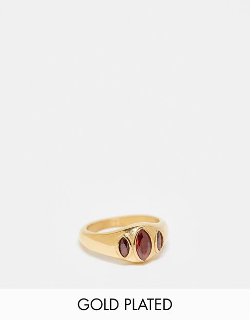 Neck On The Line gold plated ruby stone ring 