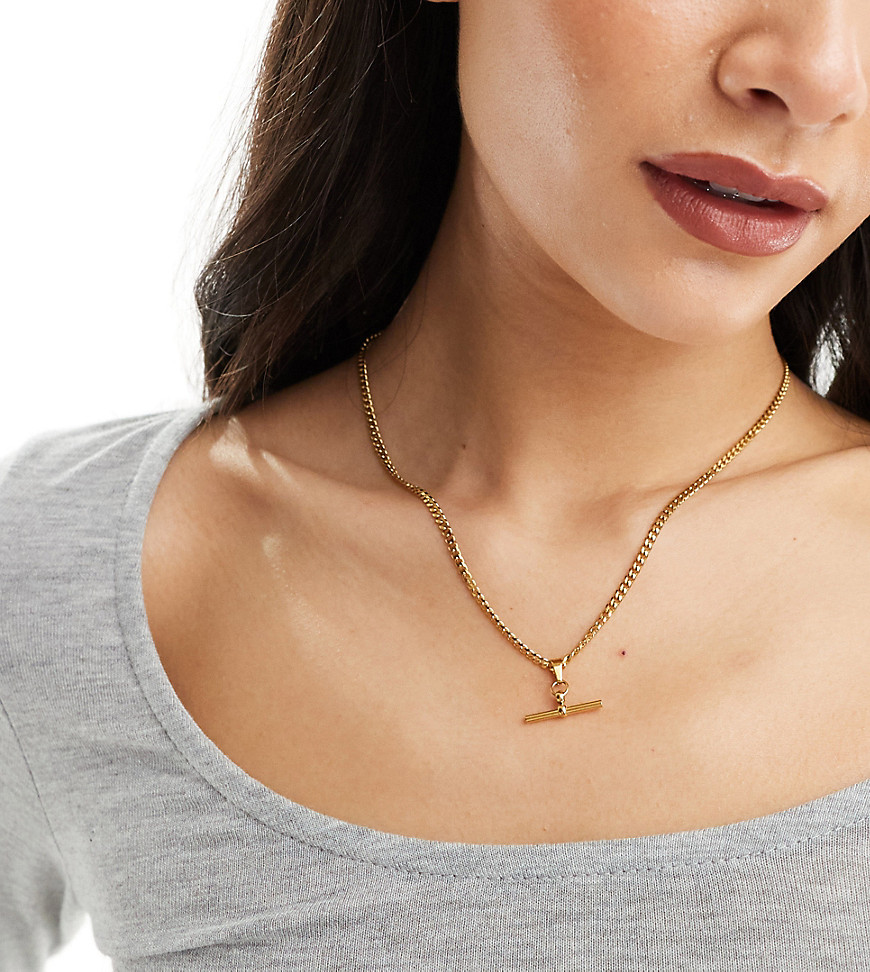Neck On The Line gold plated stainless steel t-bar chain necklace