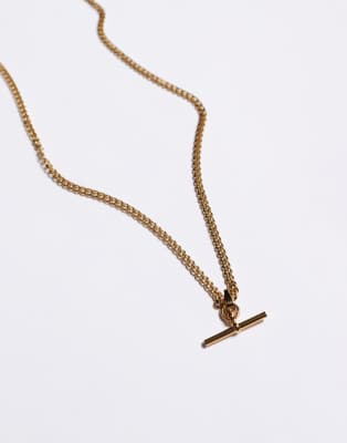 Neck On The Line Gold Plated Stainless Steel T-bar Chain Necklace