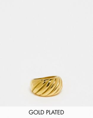Neck On The Line gold plated stainless steel textured ring
