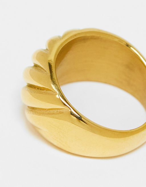 Neck On The Line gold plated stainless steel textured ring | ASOS