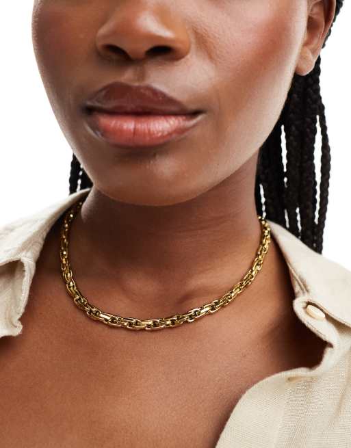 Neck On The Line – Guldpläterat halsband i rostfritt stål med grov, flätad design
