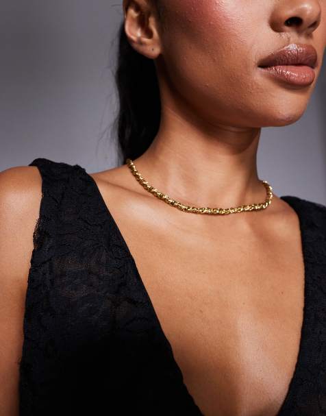 Neck on the Line – Guldpläterat halsband i tvinnad vintagestil - view 1
